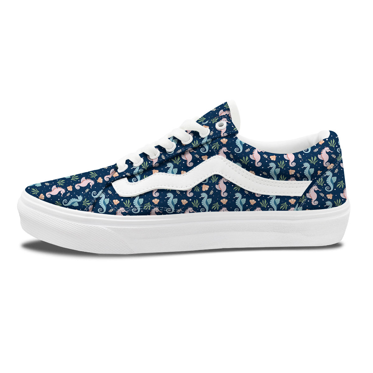 Seahorse Colorful Print Pattern Skate Shoes-grizzshop