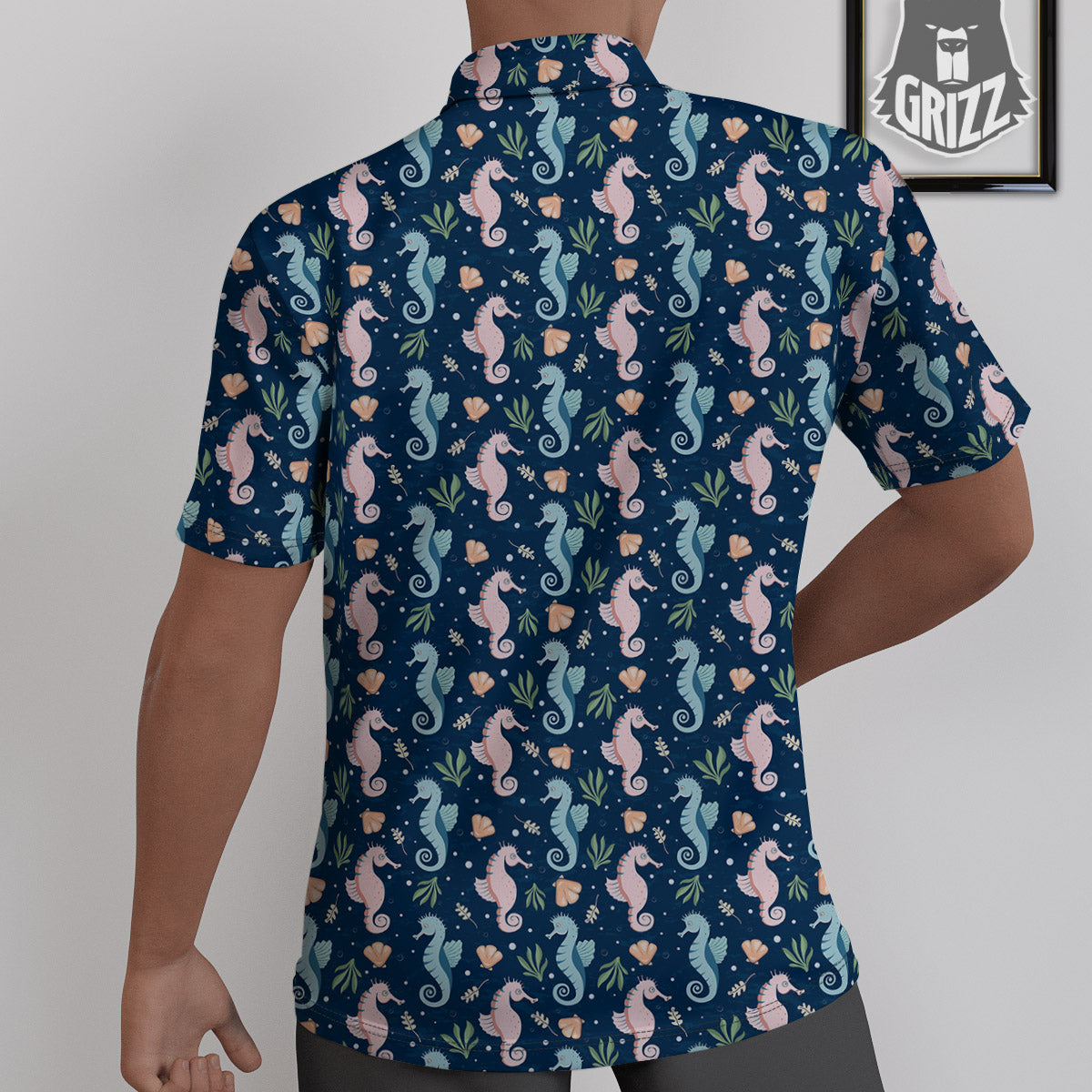 Seahorse Colorful Print Pattern Untucked Shirts-grizzshop