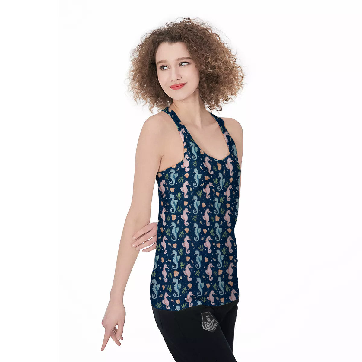 Seahorse Colorful Print Pattern Women's Racerback Tank Top-grizzshop