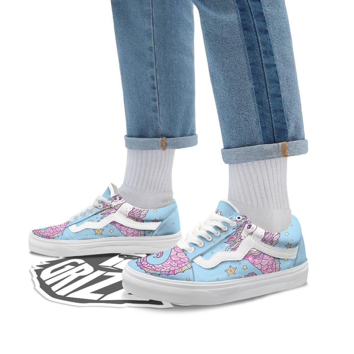 Seahorse Colorful Print Skate Shoes-grizzshop