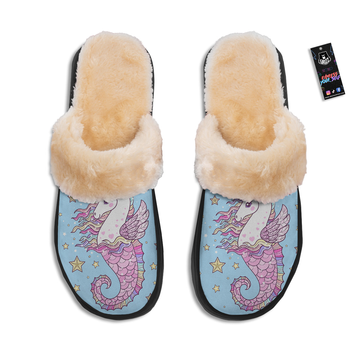 Seahorse Colorful Print Slippers-grizzshop