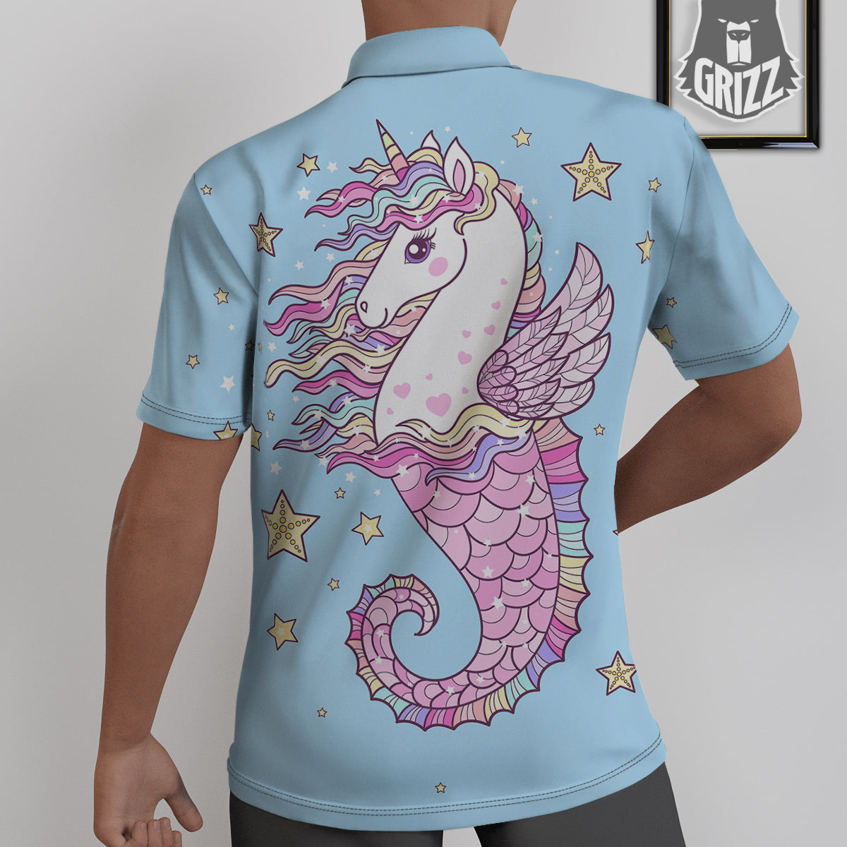 Seahorse Colorful Print Untucked Shirts-grizzshop