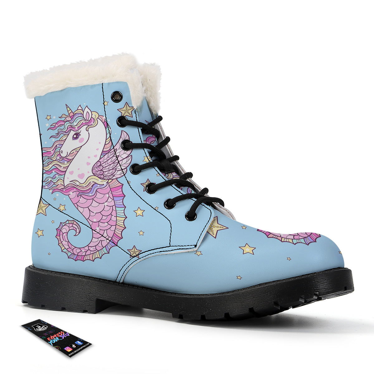 Seahorse Colorful Print Winter Boots-grizzshop