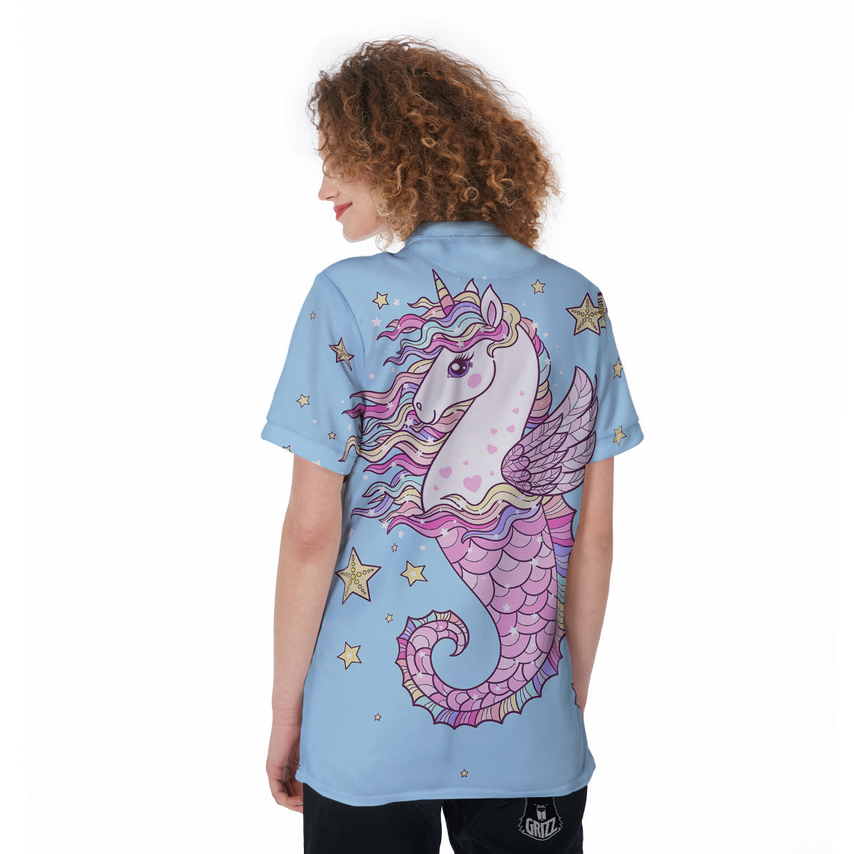 Seahorse Colorful Print Women's Golf Shirts-grizzshop