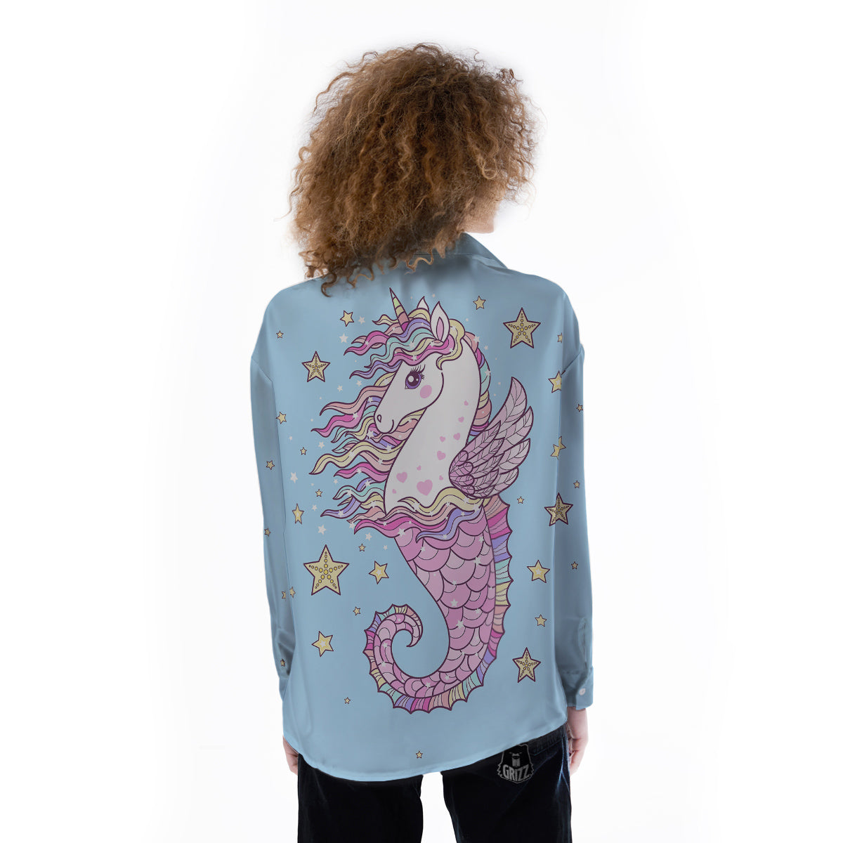Seahorse Colorful Print Women's Long Sleeve Shirts-grizzshop