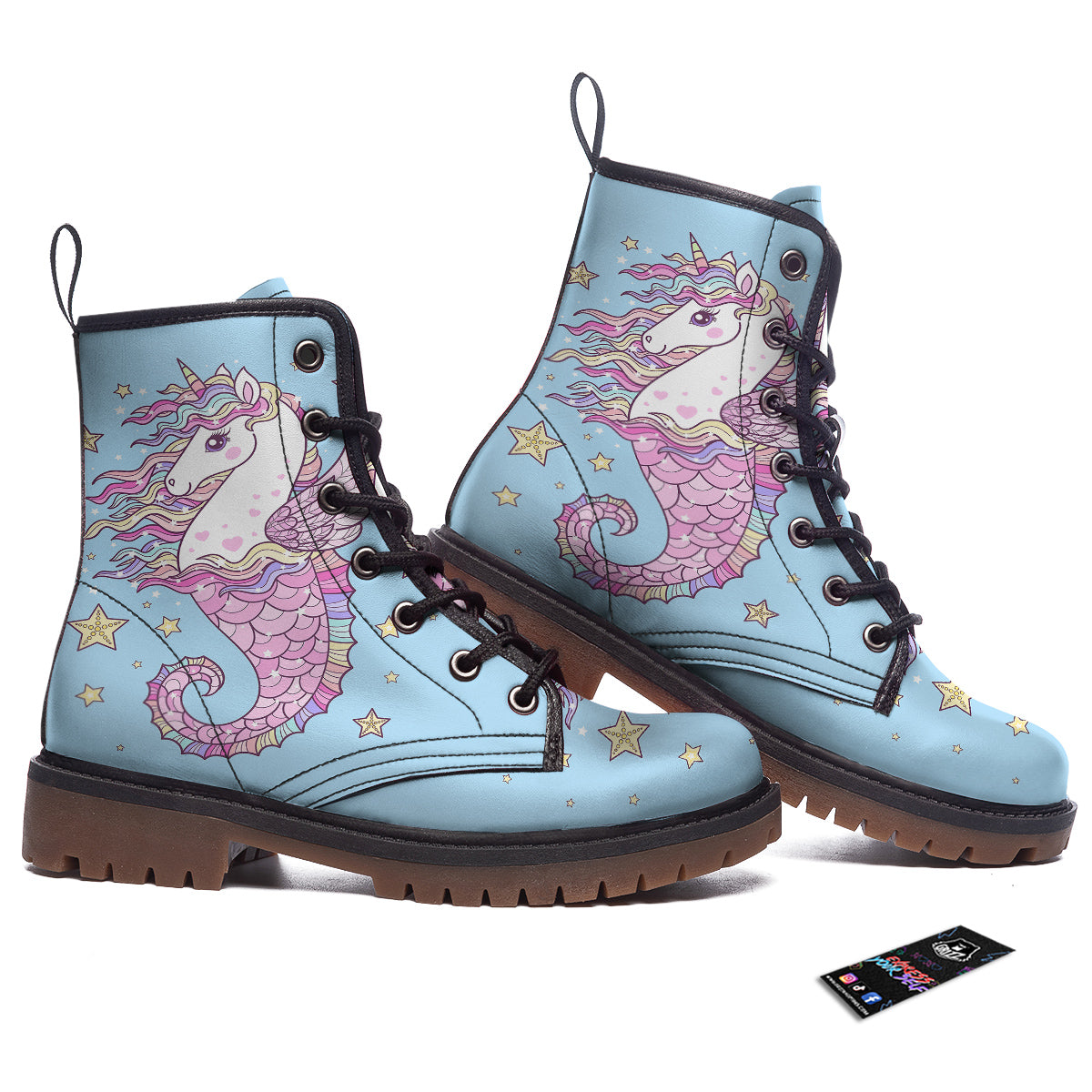 Seahorse Colorful Print Work Boots-grizzshop