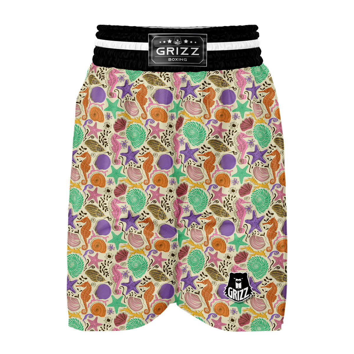 Seahorse Print Pattern Boxing Shorts-grizzshop