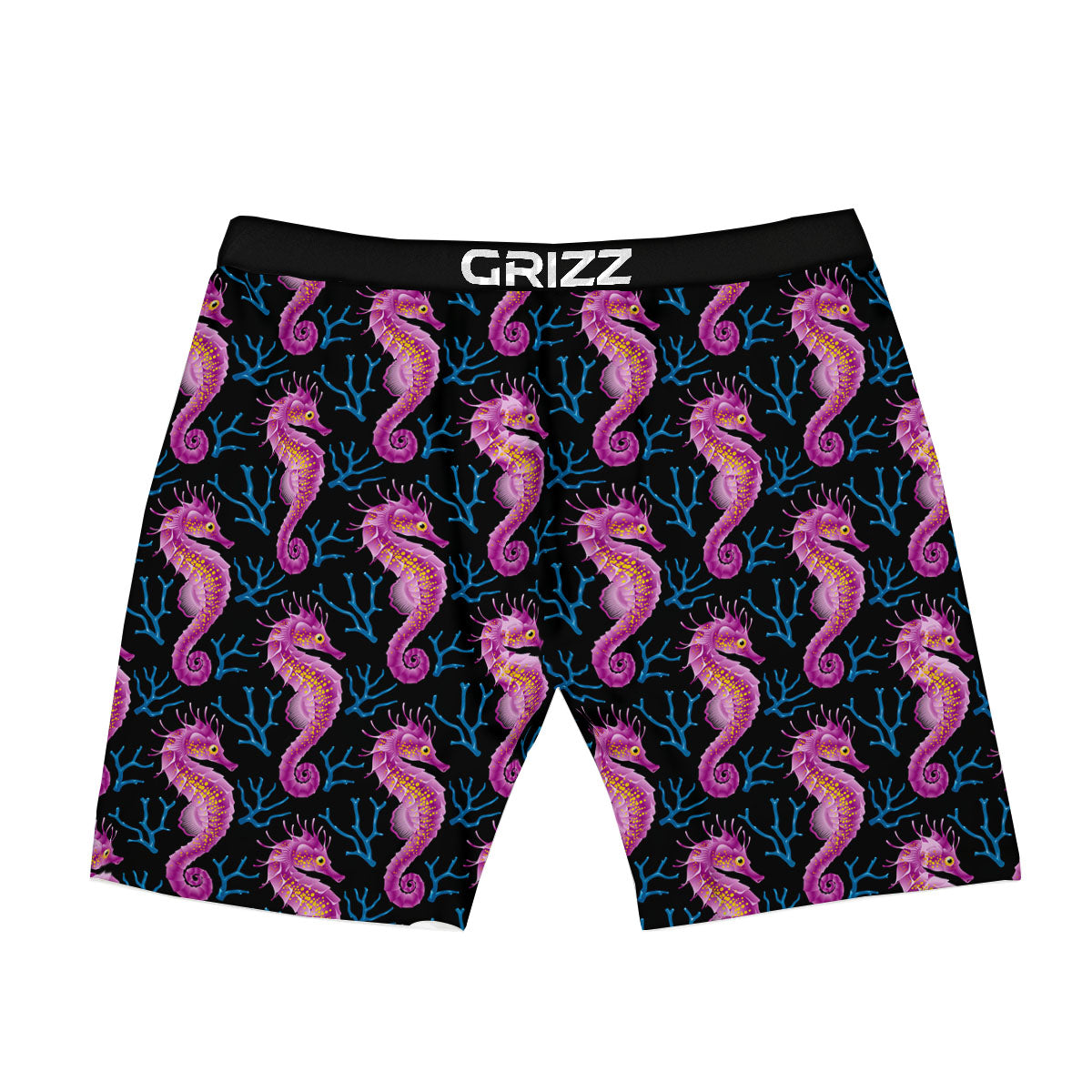 Seahorse Purple Print Pattern Boxer Briefs-grizzshop