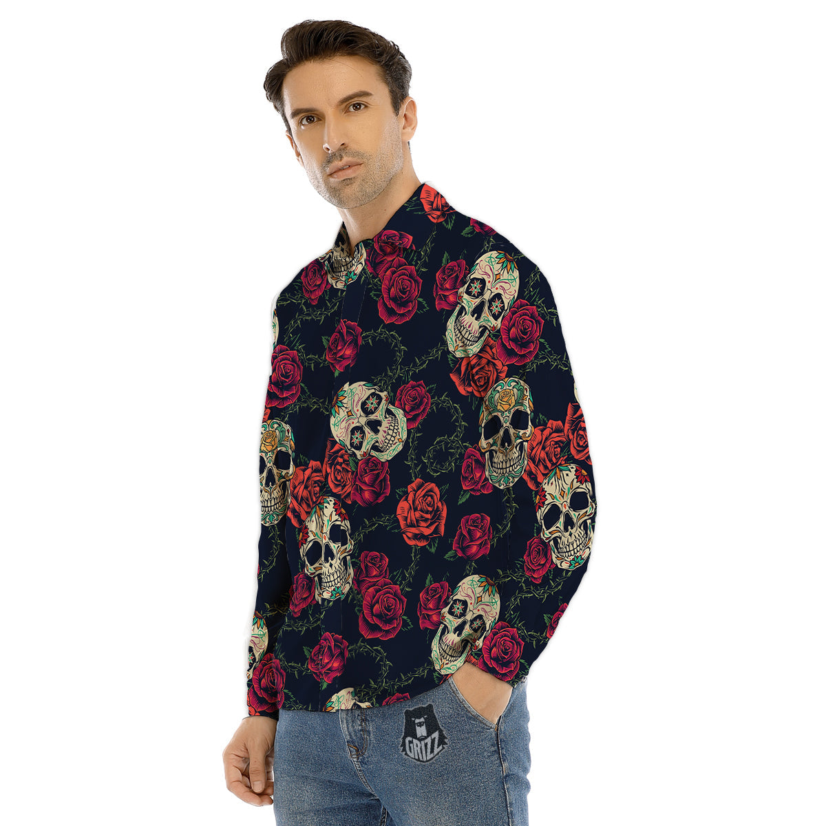 Seahorse Purple Print Pattern Men's Dress Shirts-grizzshop