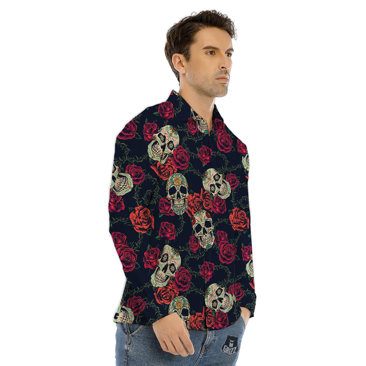 Seahorse Purple Print Pattern Men's Dress Shirts-grizzshop