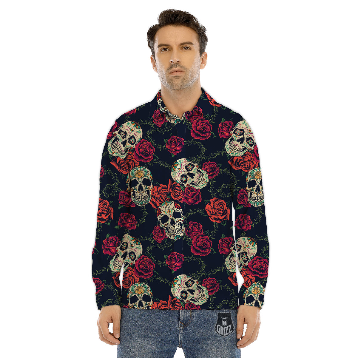 Seahorse Purple Print Pattern Men's Dress Shirts-grizzshop