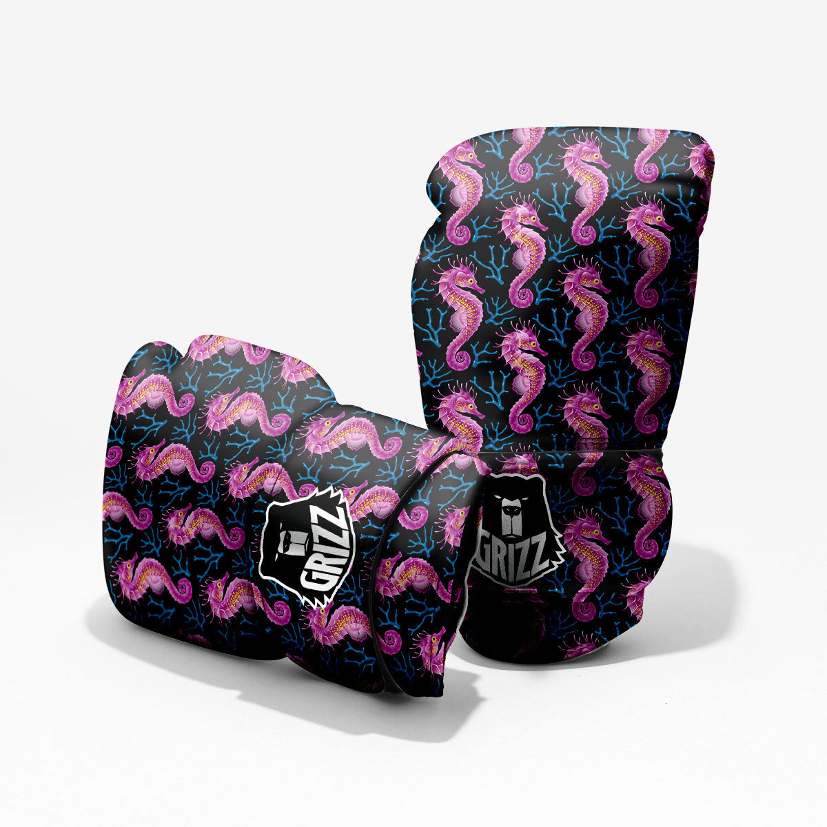 Seahorse Purple Print Pattern Pro Boxing Glove