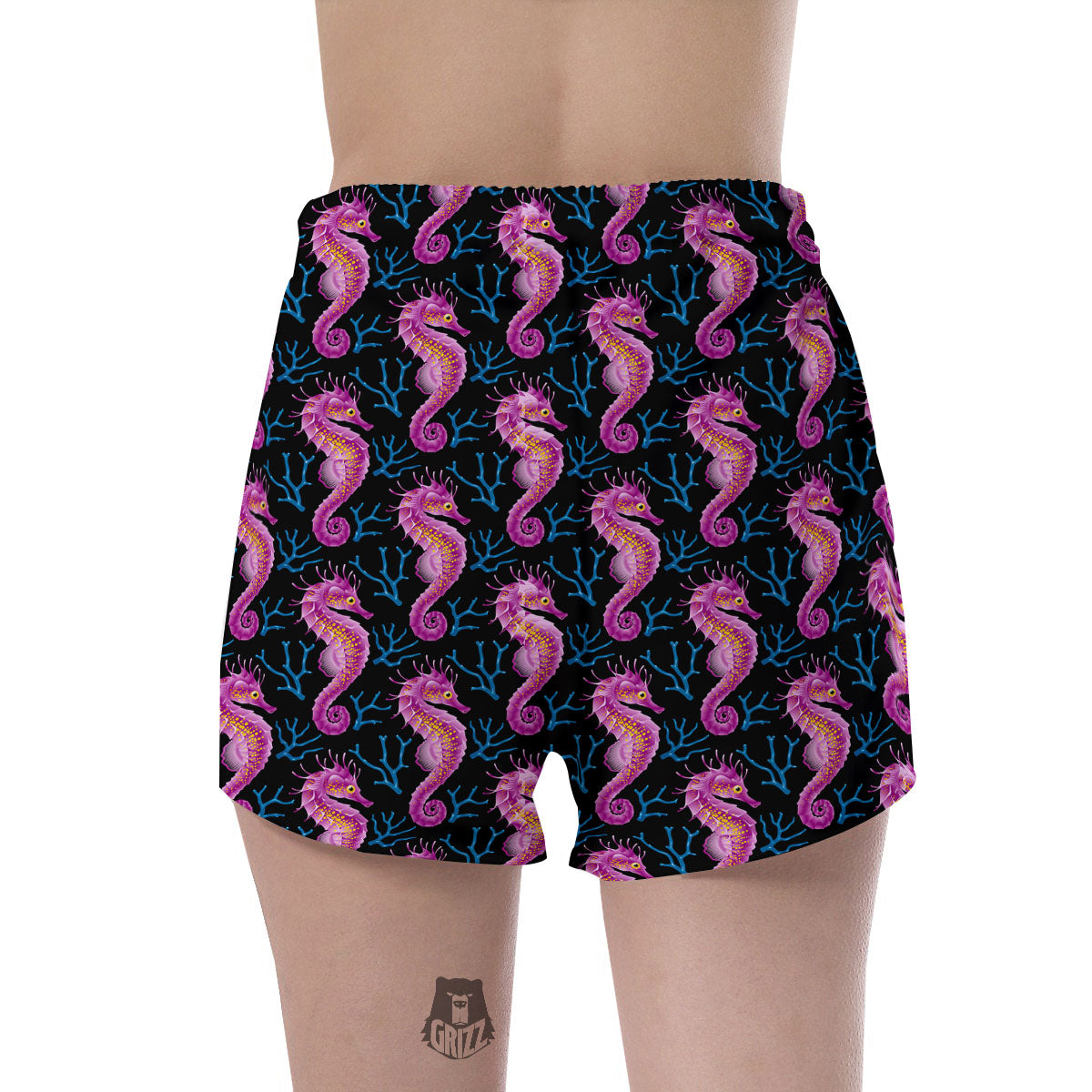 Seahorse Purple Print Pattern Women's Shorts-grizzshop