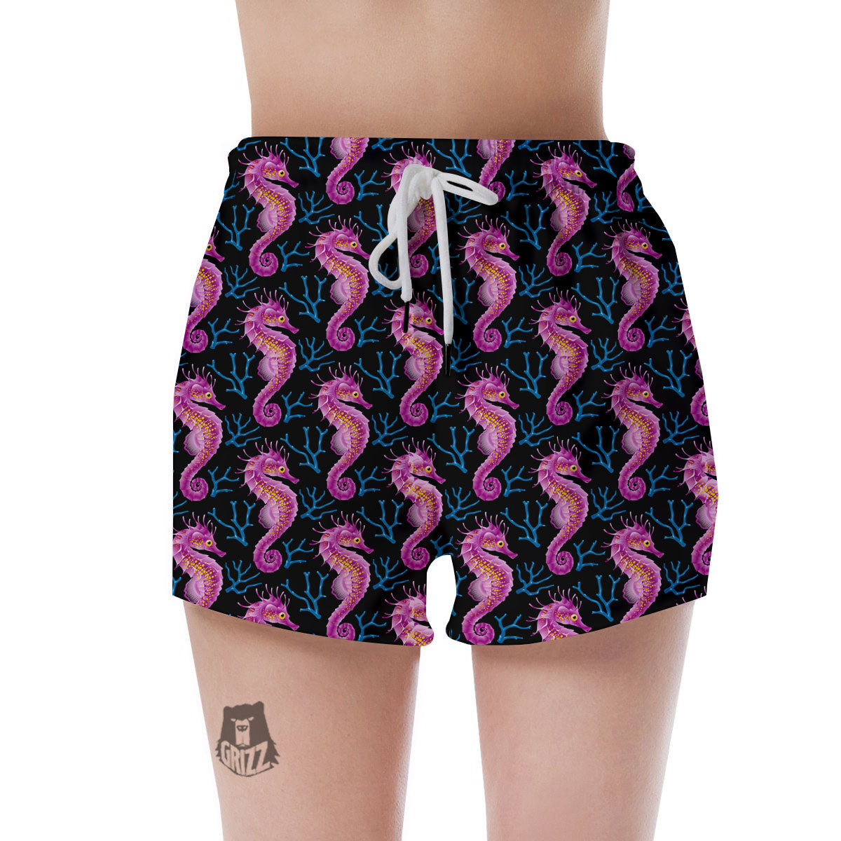 Seahorse Purple Print Pattern Women's Shorts-grizzshop
