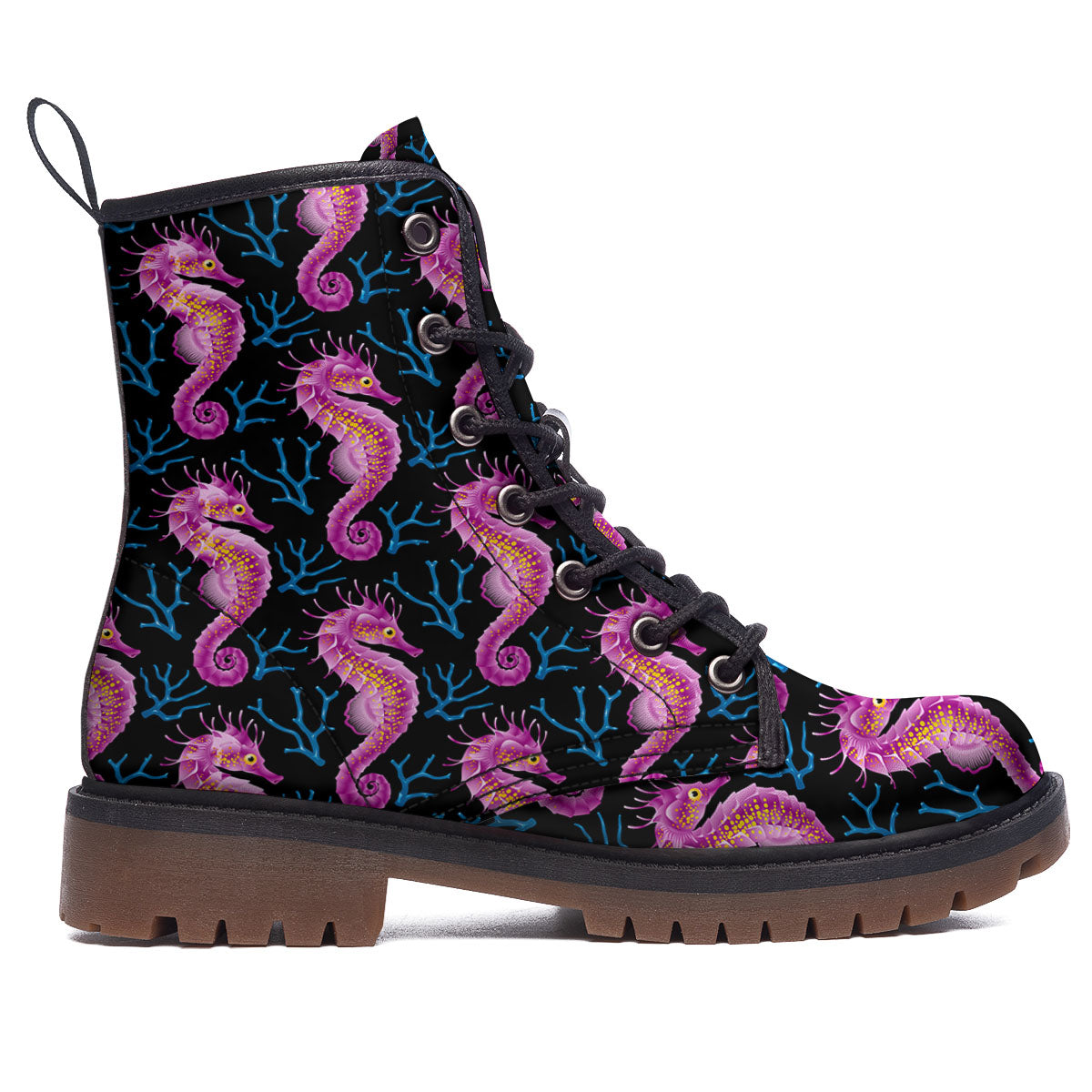 Seahorse Purple Print Pattern Work Boots-grizzshop
