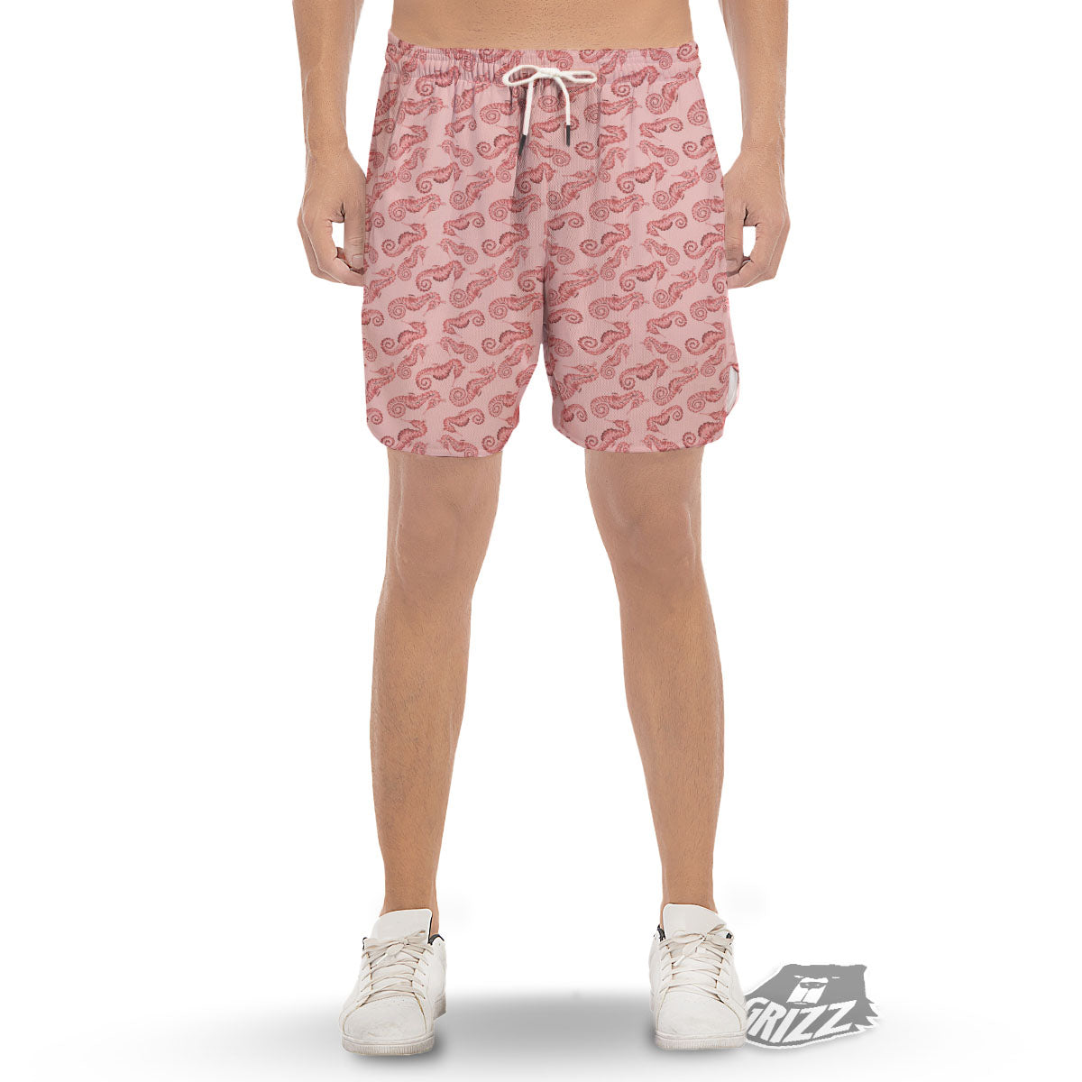Seahorse Watercolor Print Pattern Men's Gym Shorts-grizzshop