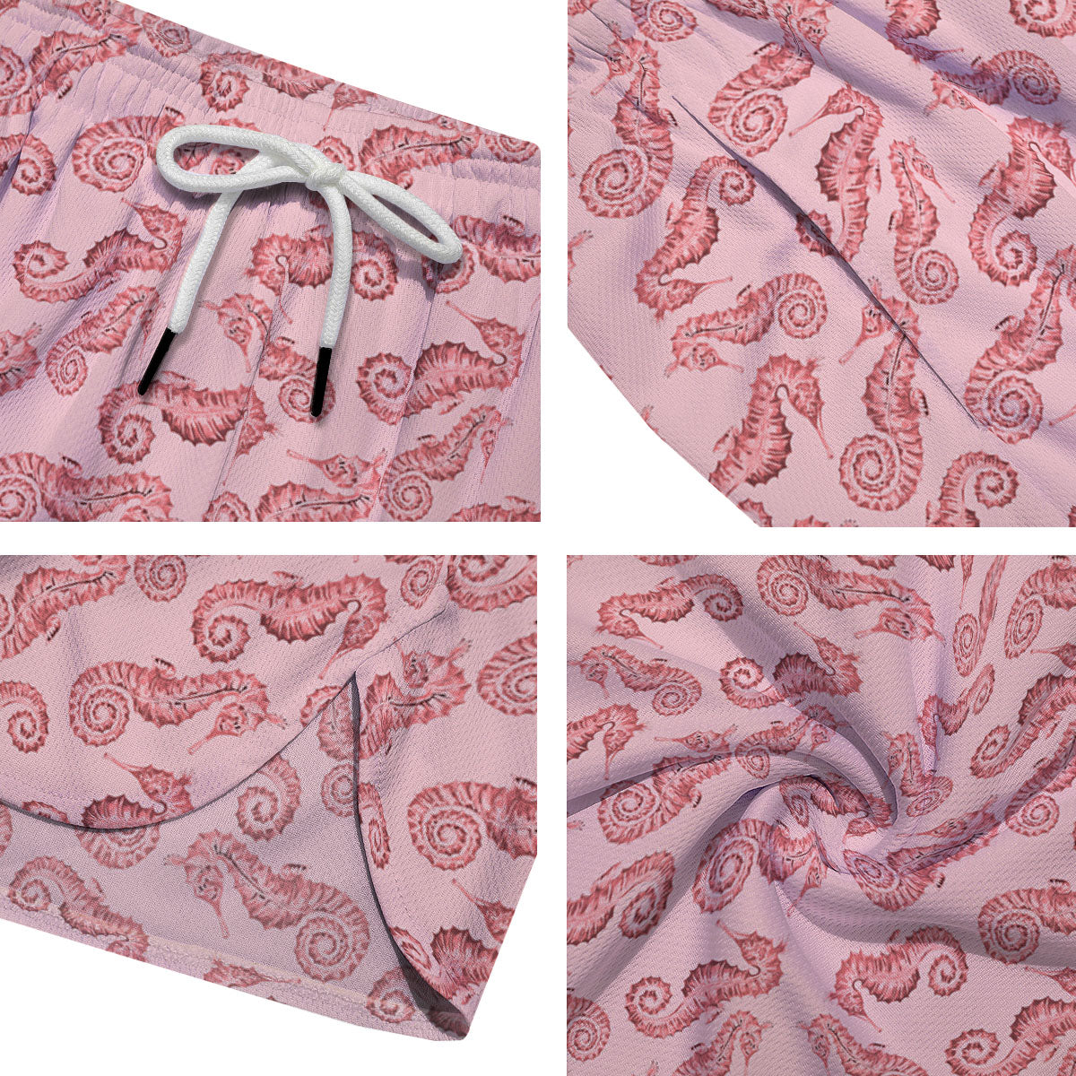 Seahorse Watercolor Print Pattern Men's Running Shorts-grizzshop