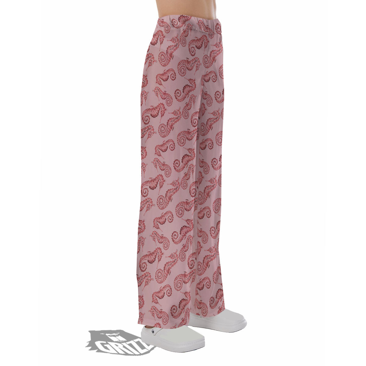 Seahorse Watercolor Print Pattern Pajama Pants-grizzshop