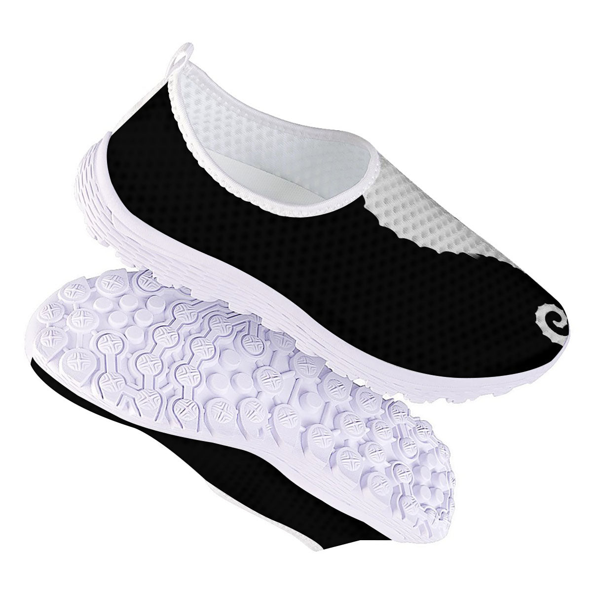 Seahorse White And Black Print Nurse Shoes-grizzshop