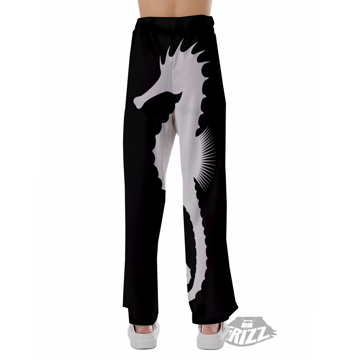 Seahorse White And Black Print Pajama Pants-grizzshop