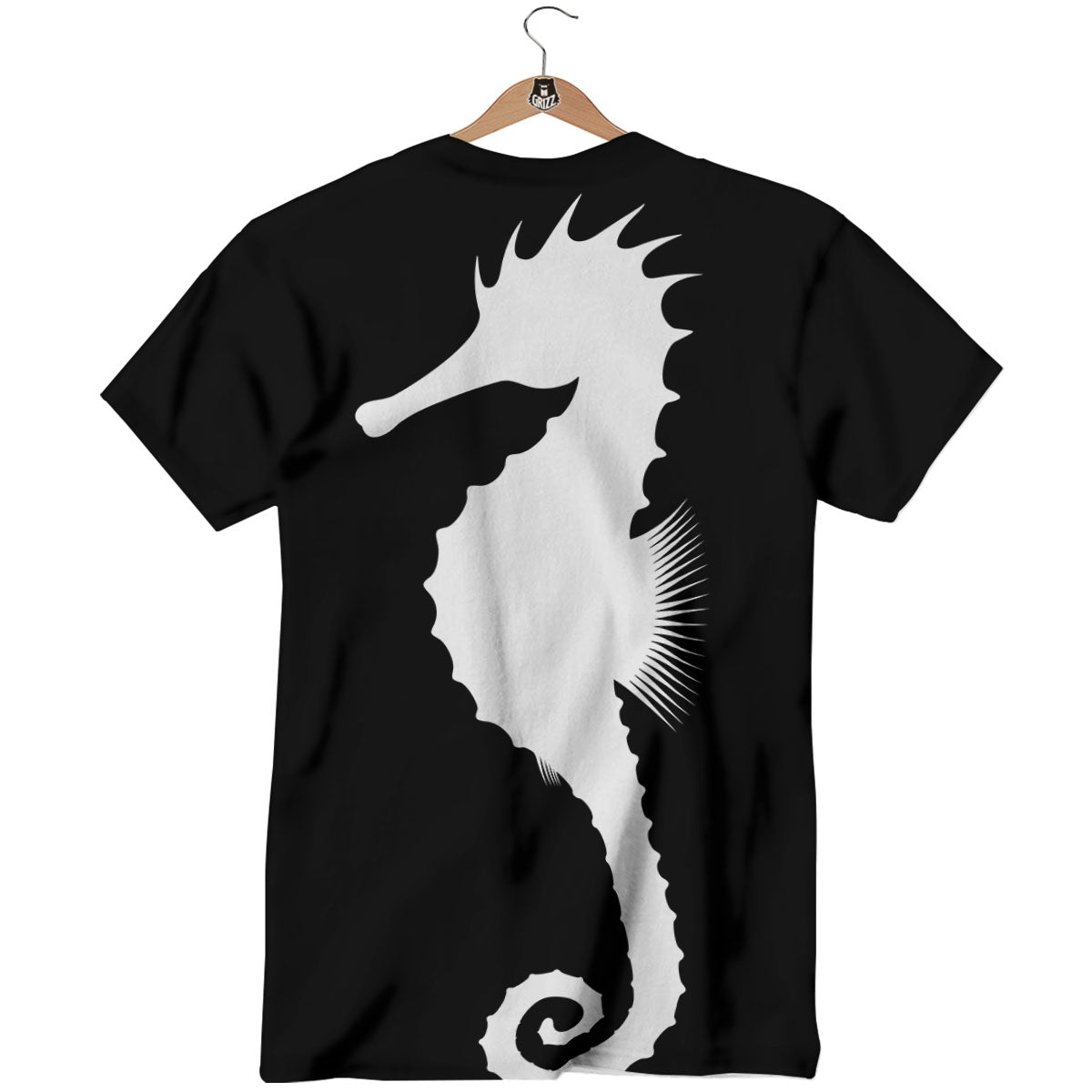 Seahorse White And Black Print T-Shirt-grizzshop