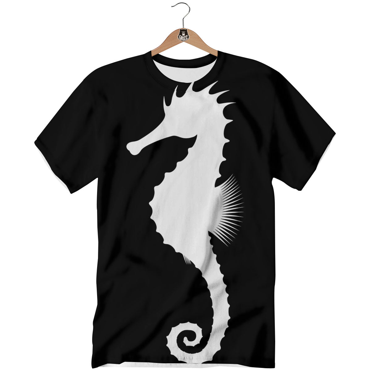 Seahorse White And Black Print T-Shirt-grizzshop
