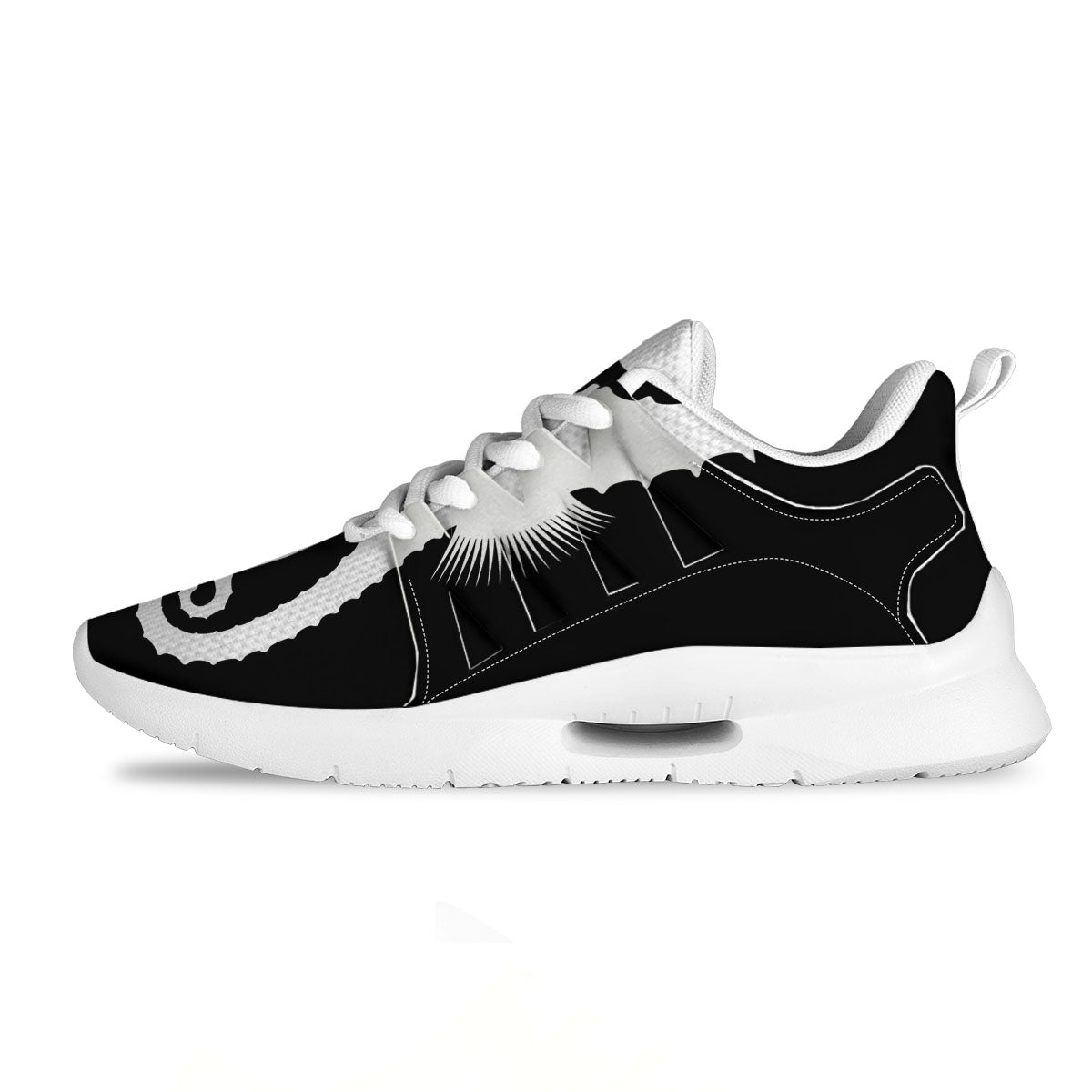 Seahorse White And Black Print Tennis Shoes-grizzshop