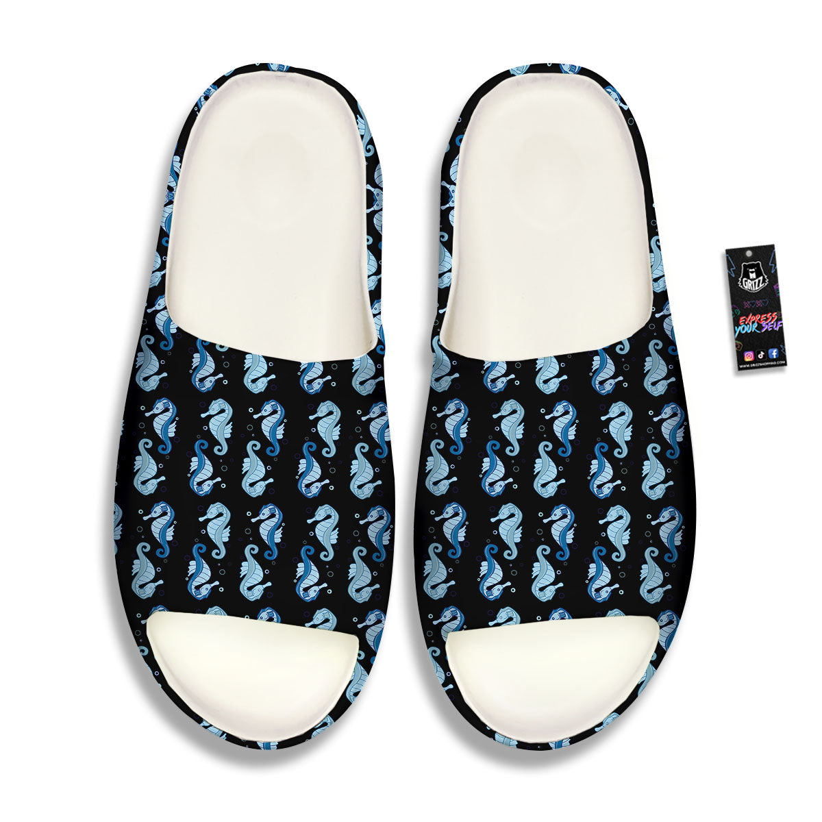 Seahorse Blue Print Pattern Sandals-grizzshop