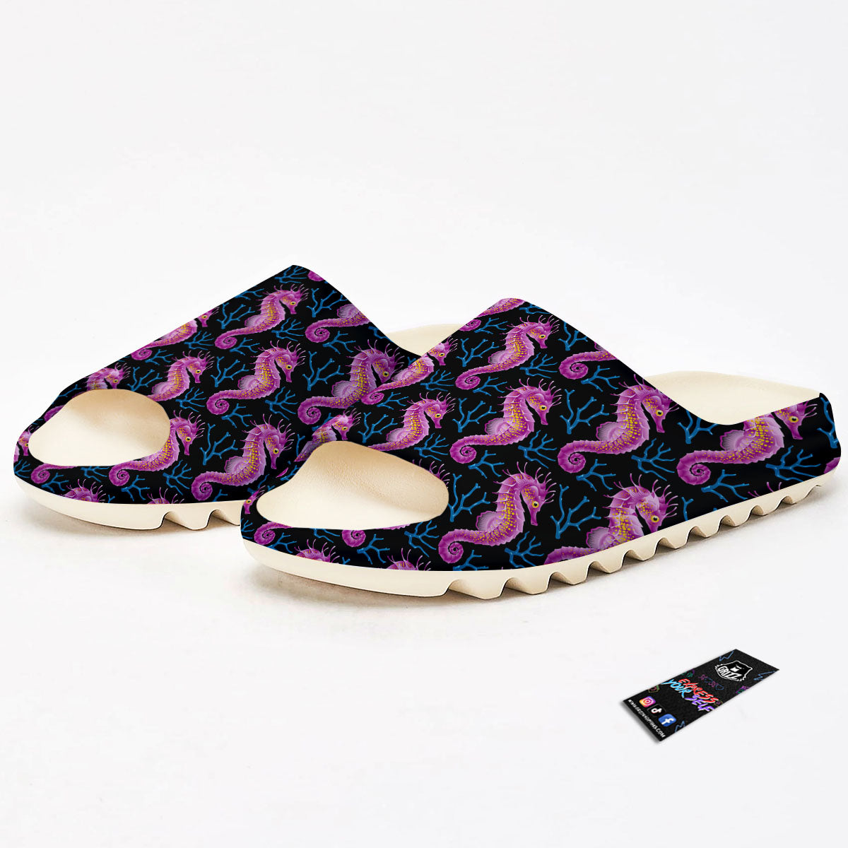 Seahorse Purple Print Pattern Sandals-grizzshop