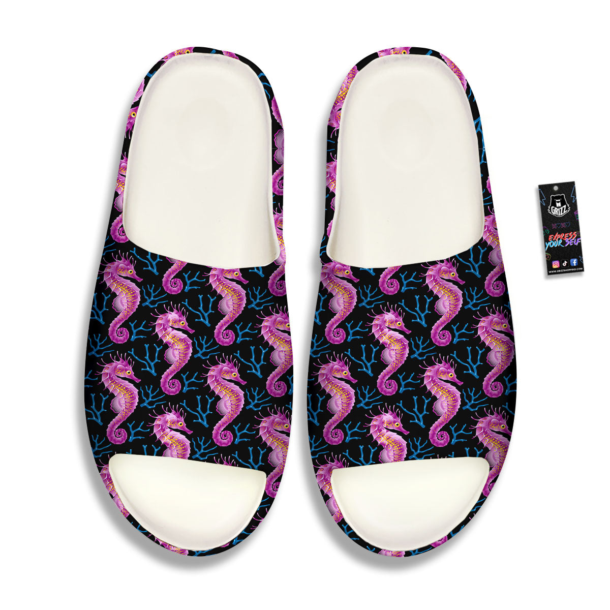 Seahorse Purple Print Pattern Sandals-grizzshop