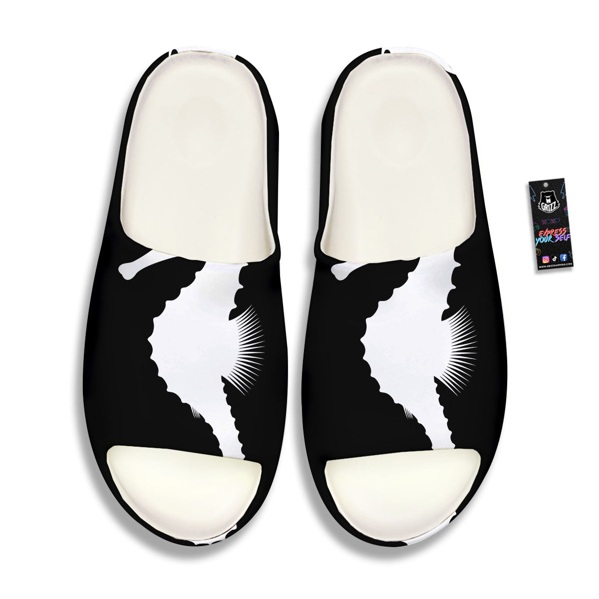 Seahorse White And Black Print Sandals-grizzshop