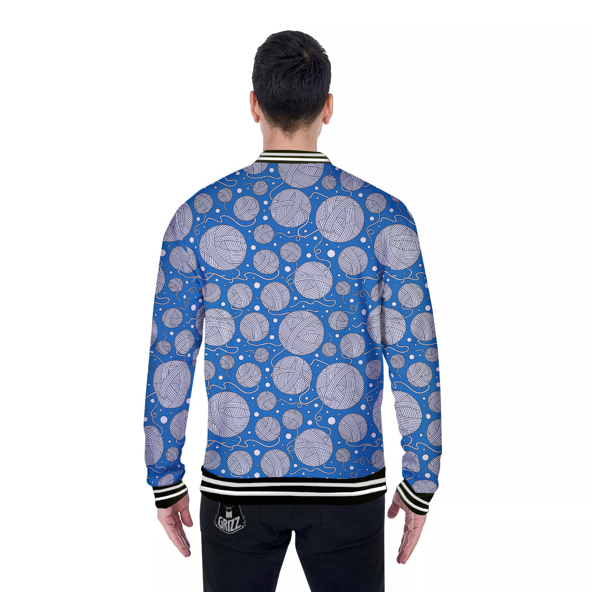 Seamless Yarn Balls Print Pattern Baseball Jacket-grizzshop