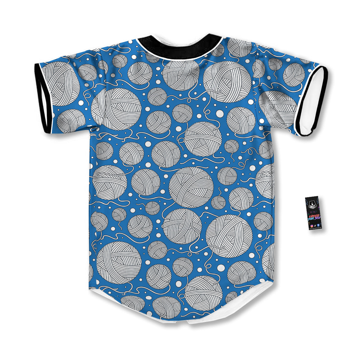 Seamless Yarn Balls Print Pattern Baseball Jersey-grizzshop
