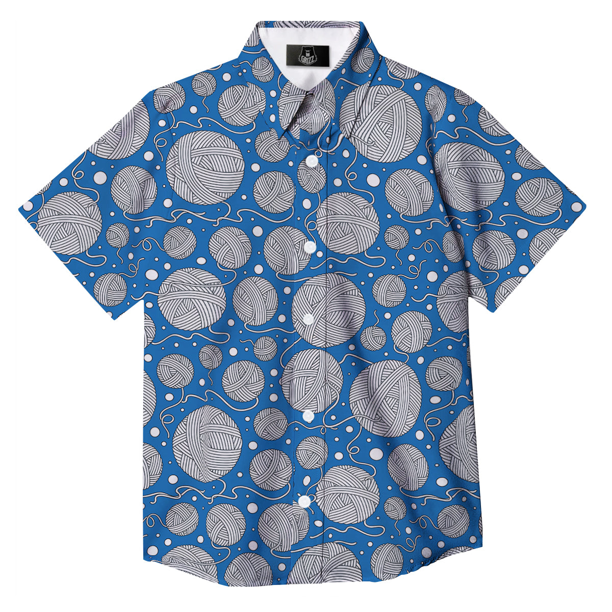 Seamless Yarn Balls Print Pattern Button Up Shirt-grizzshop
