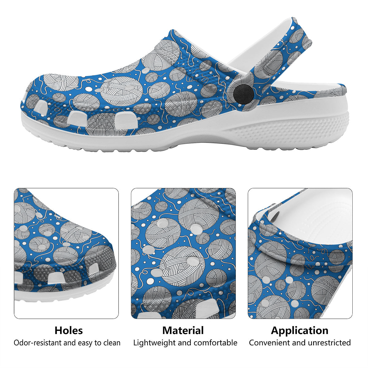 Seamless Yarn Balls Print Pattern Clog-grizzshop