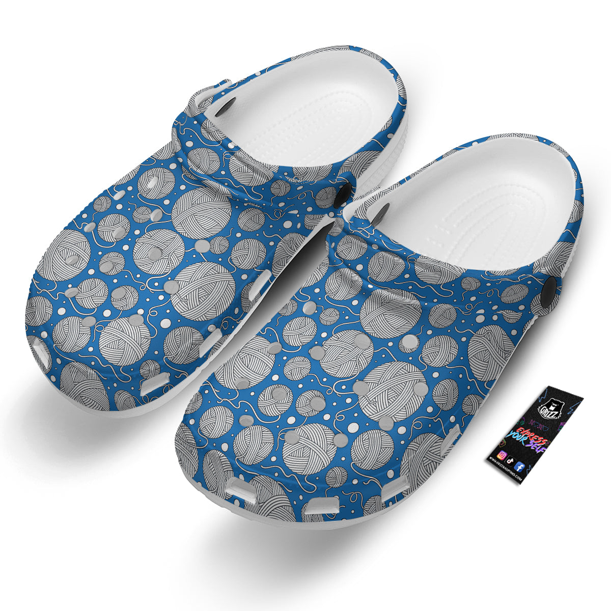 Seamless Yarn Balls Print Pattern Clog-grizzshop