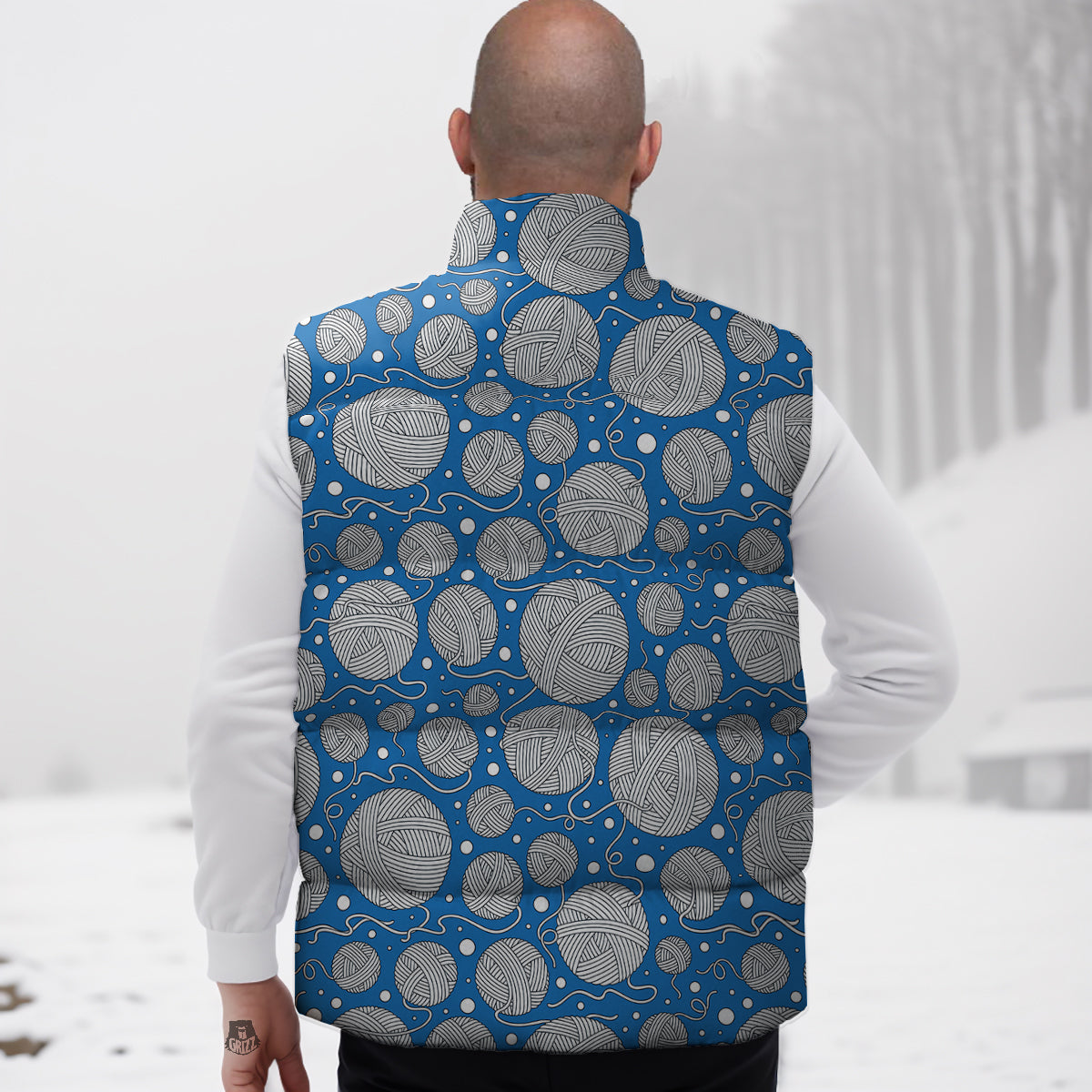 Seamless Yarn Balls Print Pattern Down Vest-grizzshop
