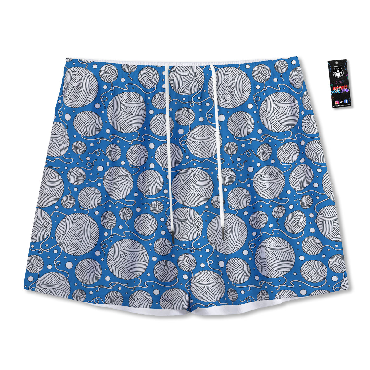 Seamless Yarn Balls Print Pattern Mesh Shorts-grizzshop