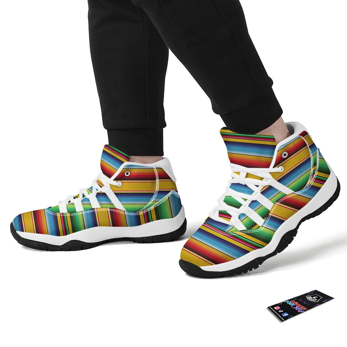 Serape Baja Mexican Blanket Pattern Print White Bball Shoes-grizzshop