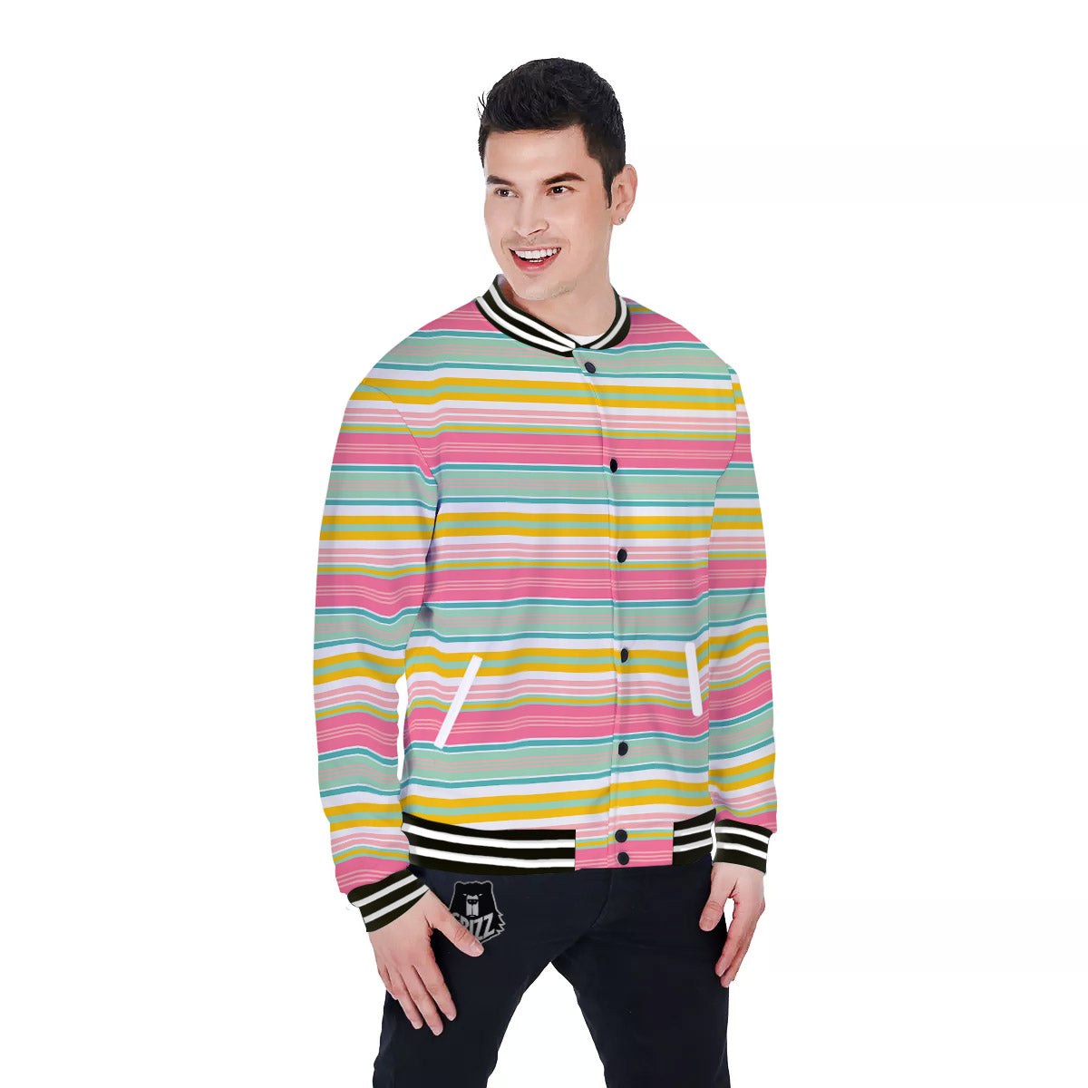 Serape Blanket Colorful Print Pattern Baseball Jacket-grizzshop