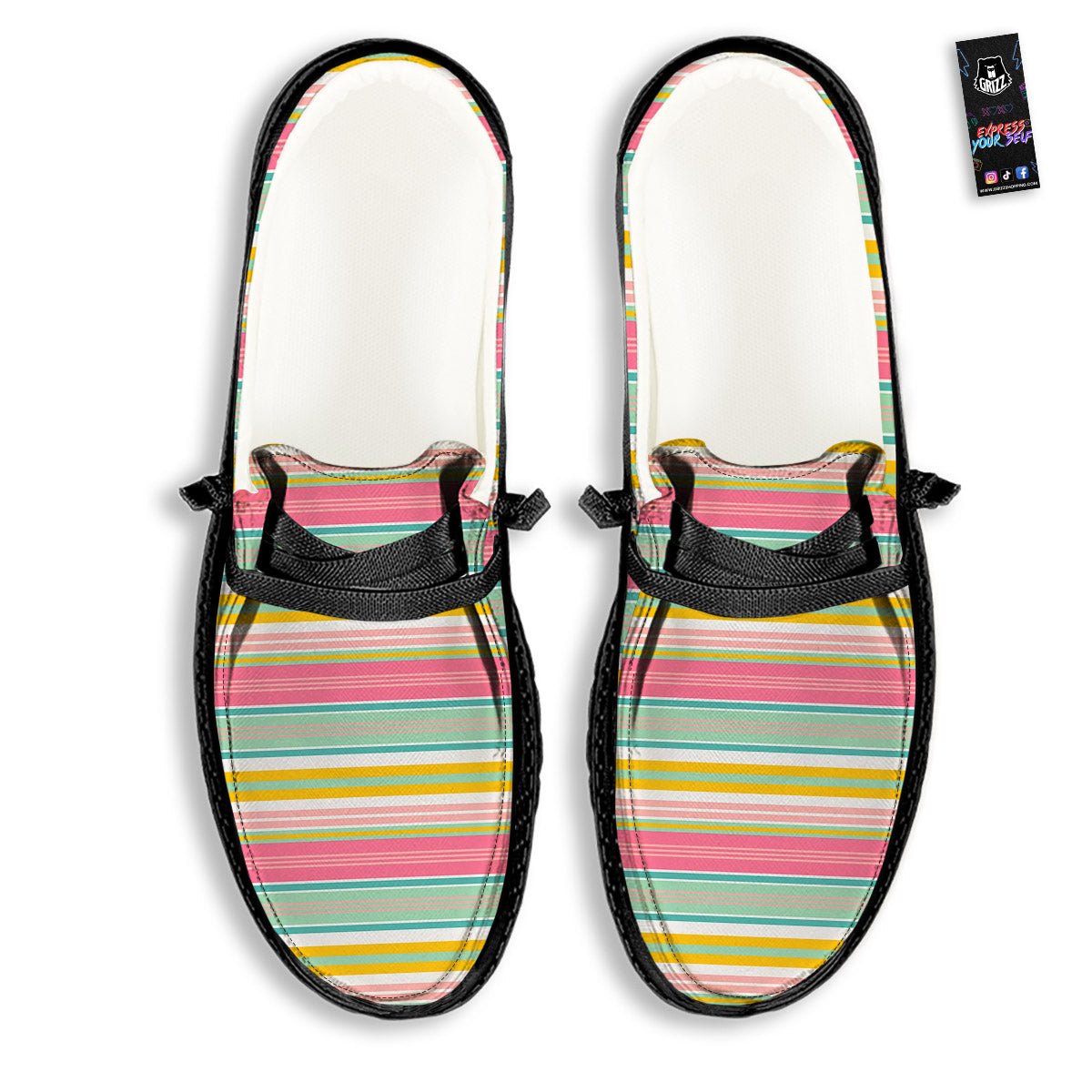 Serape Blanket Colorful Print Pattern Black Loafers-grizzshop