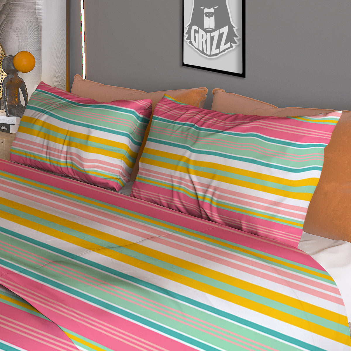 Red Green And White Argyle Print Pattern Duvet Cover Bedding Set