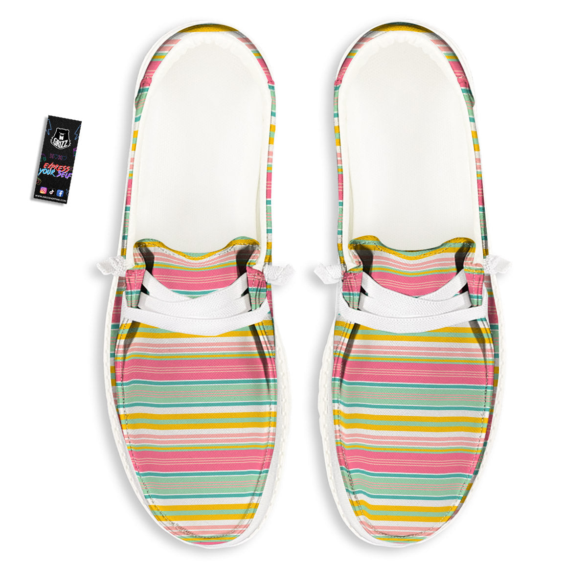 Serape Blanket Colorful Print Pattern White Loafers-grizzshop