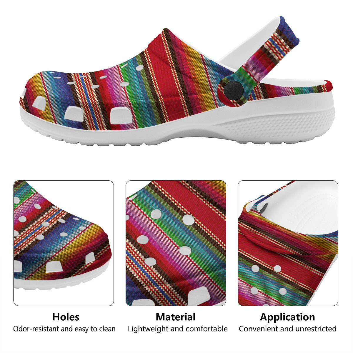 Serape Blanket Ethnic Print Pattern Clog-grizzshop