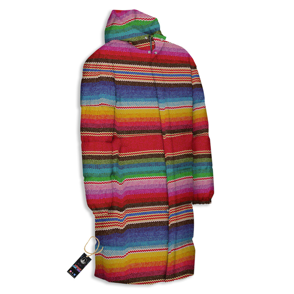 Serape Blanket Ethnic Print Pattern Long Down Jacket-grizzshop