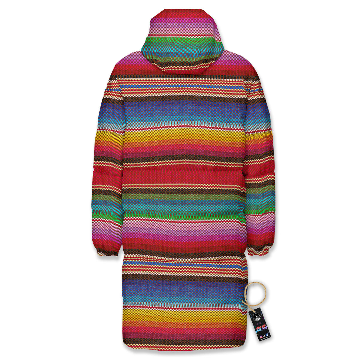 Serape Blanket Ethnic Print Pattern Long Down Jacket-grizzshop