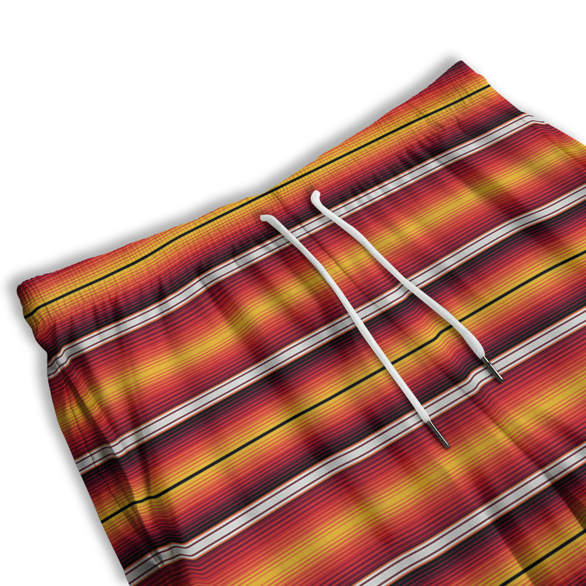Serape Ethnic Boho Stripes Mexican Black Orange Print Men's Athletic Shorts