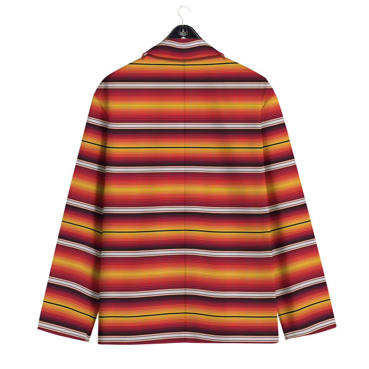Serape Ethnic Boho Stripes Mexican Black Orange Print Men's Sport Coat-grizzshop