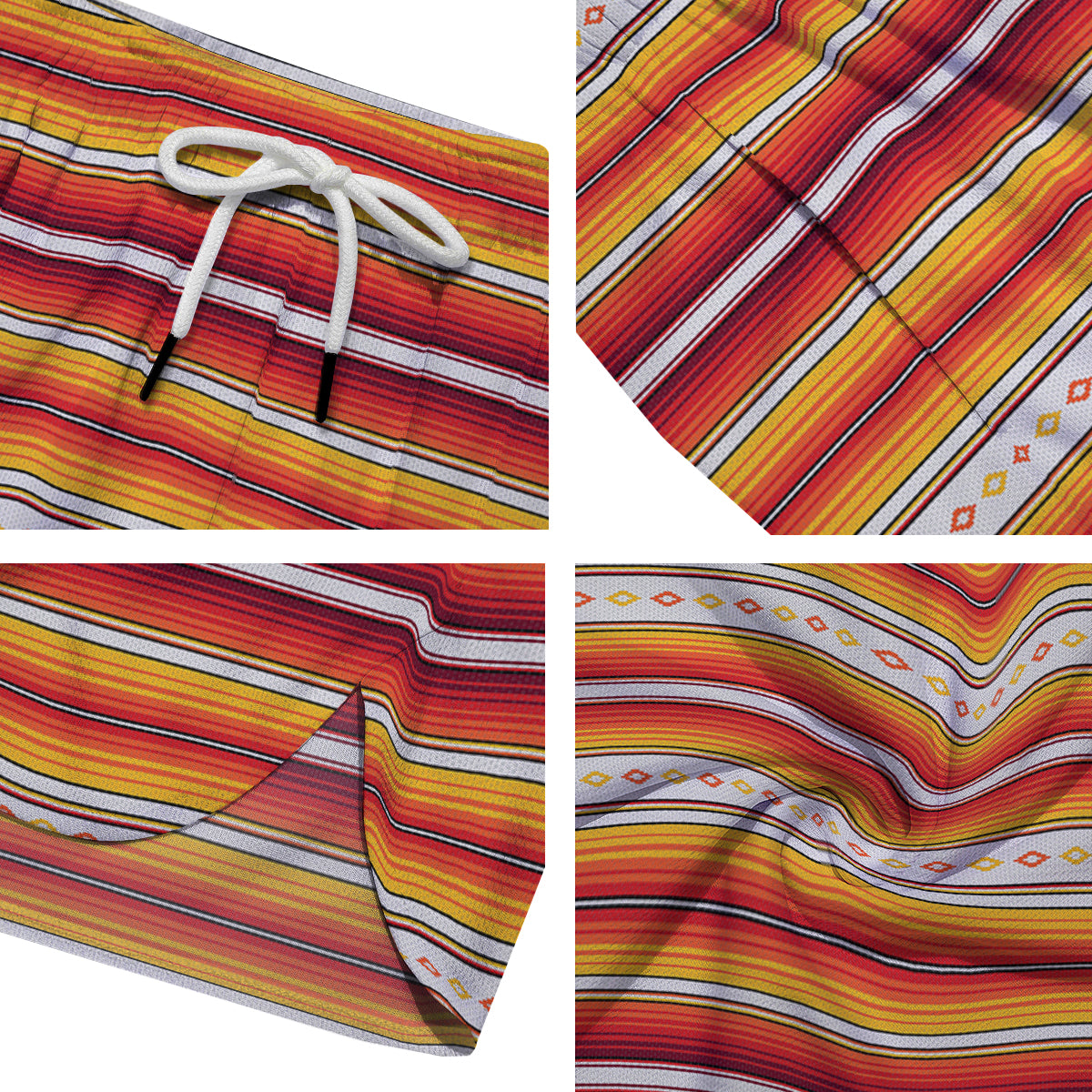 Serape Ethnic Boho Stripes Mexican Orange Print Men's Running Shorts-grizzshop