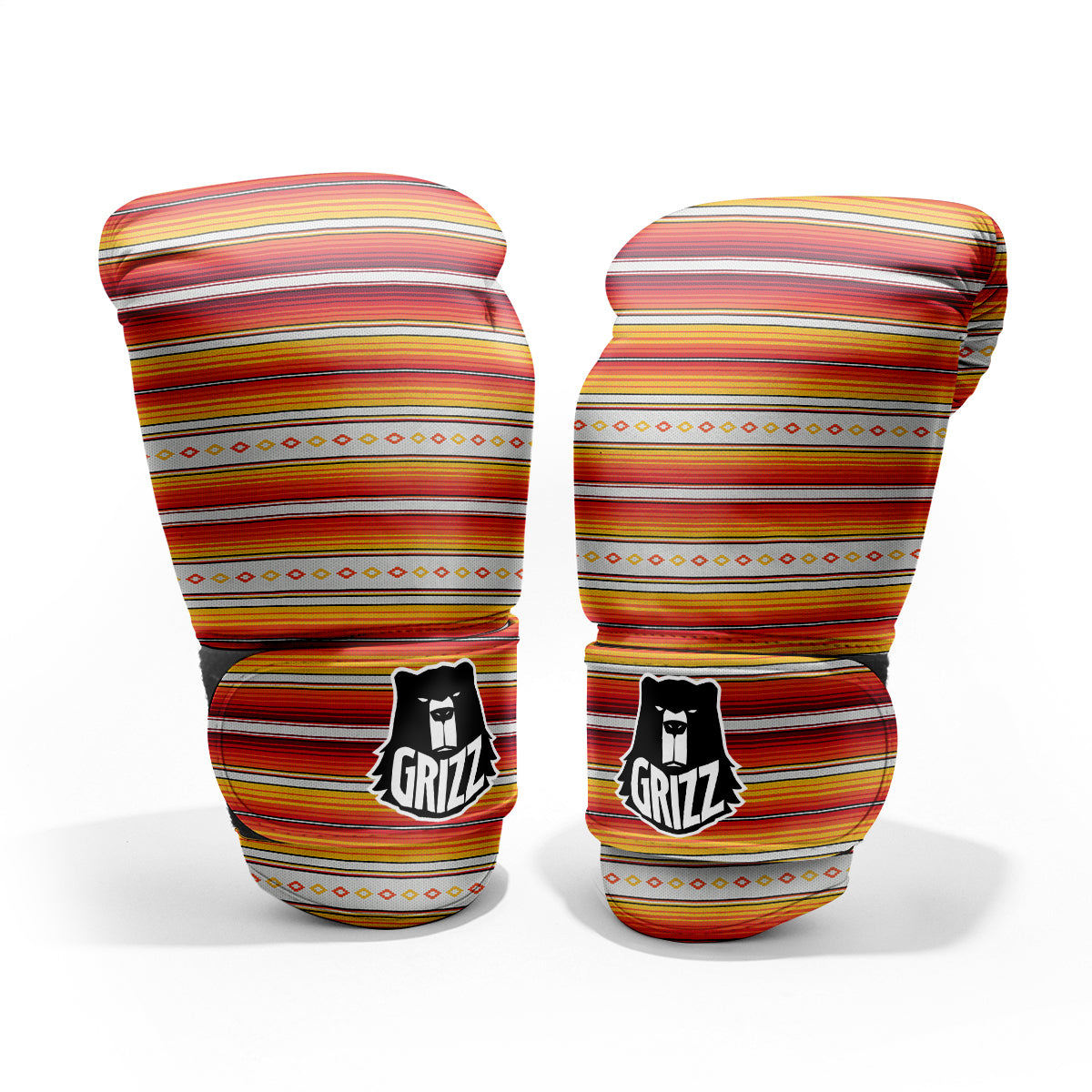 Serape Ethnic Boho Stripes Mexican Orange Print Pro Boxing Glove